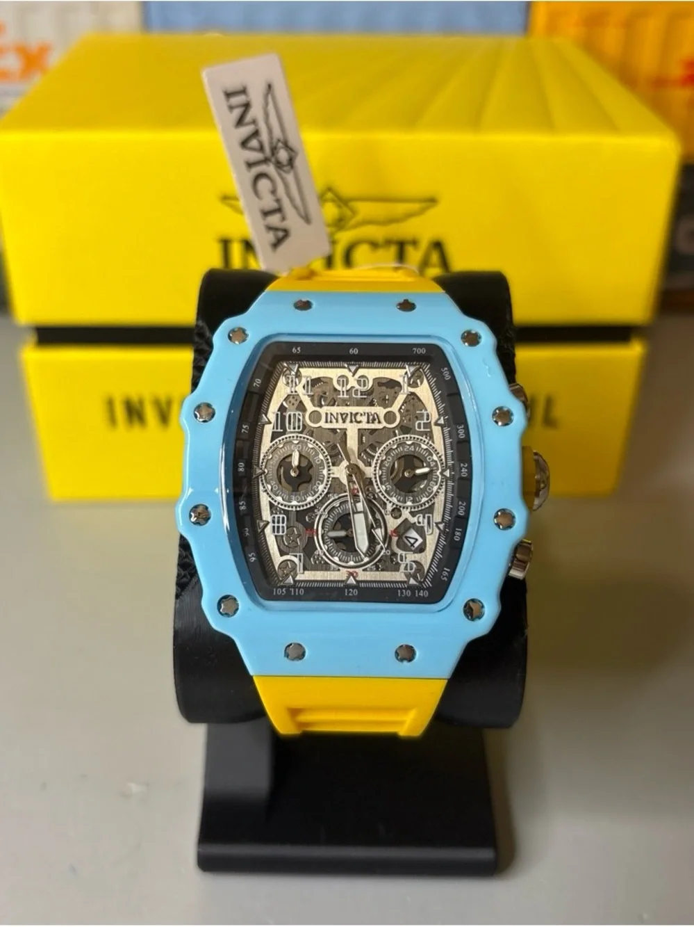Invicta Racing Nitro yellow edition Chronograph Watch - Skeleton Dial